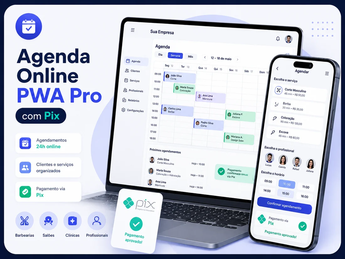 Agenda Online PWA Pro com Pix