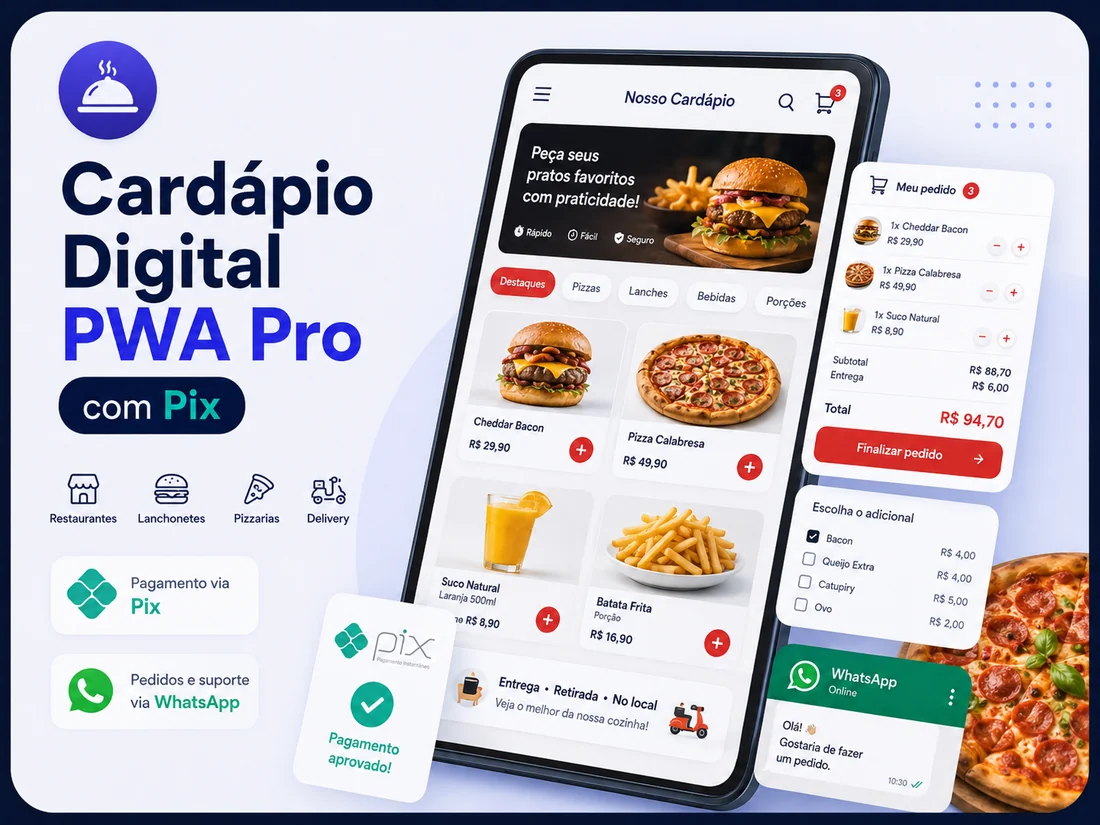 Cardápio Digital PWA Pro com Pix