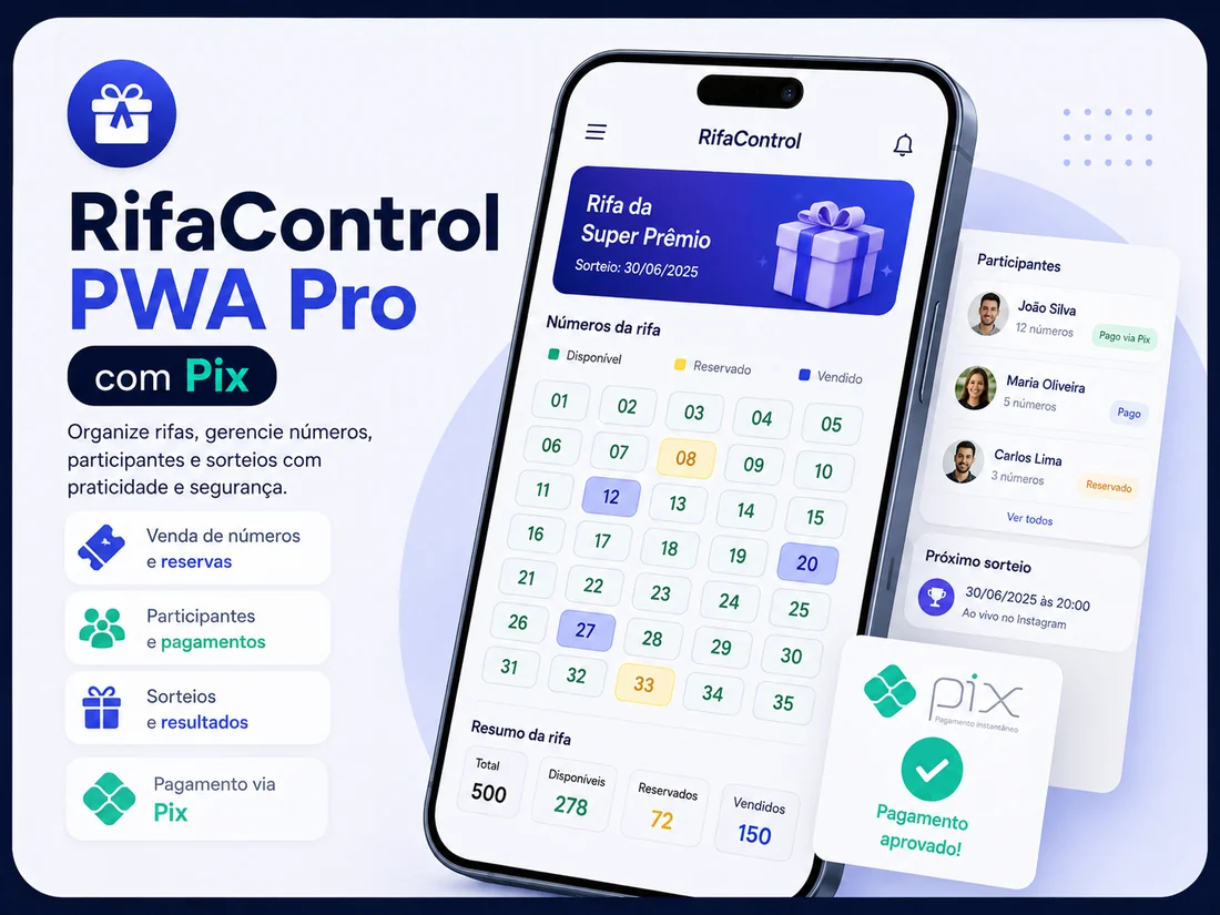 RifaControl PWA Pro com Pix